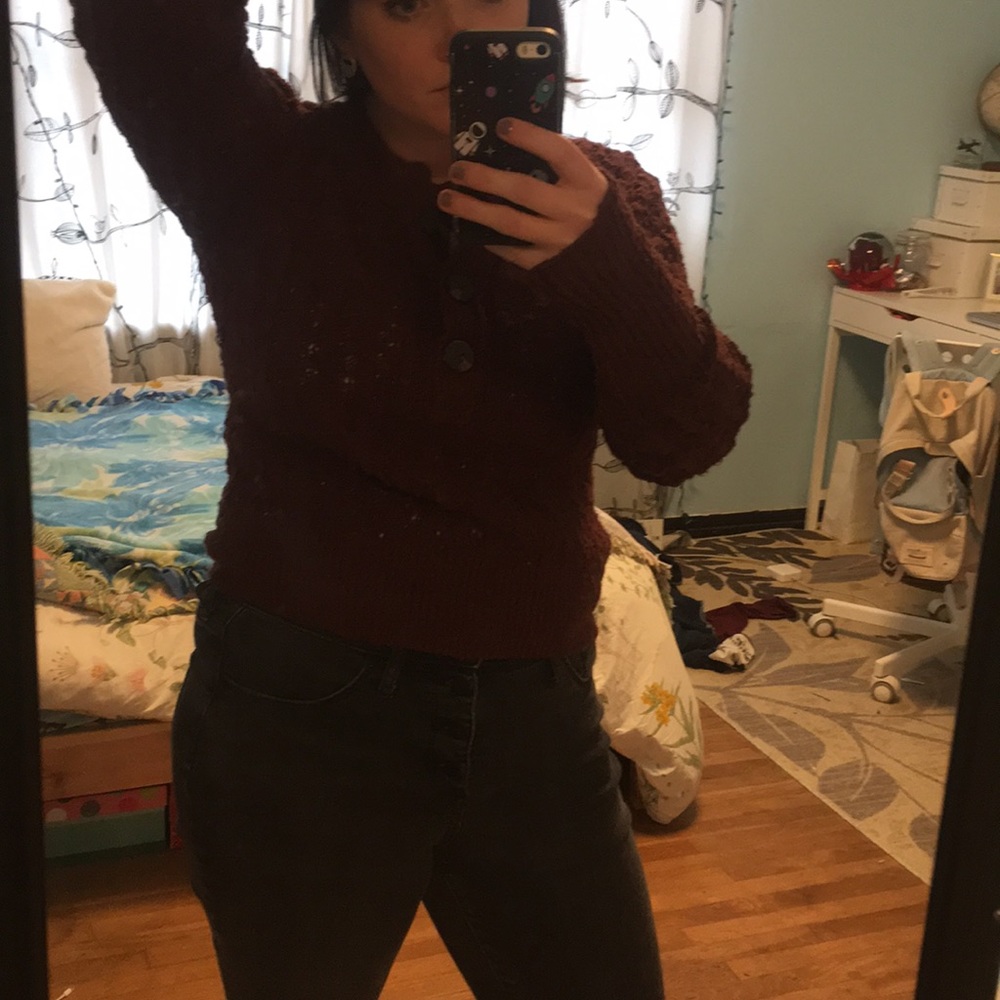 Free People Cozy Maroon Pull over